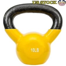 10 LB Kettlebell Vinyl Coated Weight Full Body Workout Strength Core Fitness New