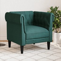 Chesterfield Sessel DunkelgrüN Stoff Polstersessel Wohnzimmer Lesesessel Vintage