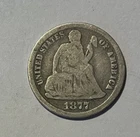 1877-CC Seated Liberty Silver Dime Fine condition (Free Shipping)