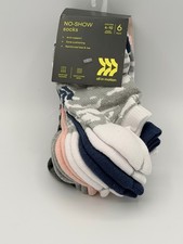 All in Motion No-Show Socks 6 Pack Size 4-10