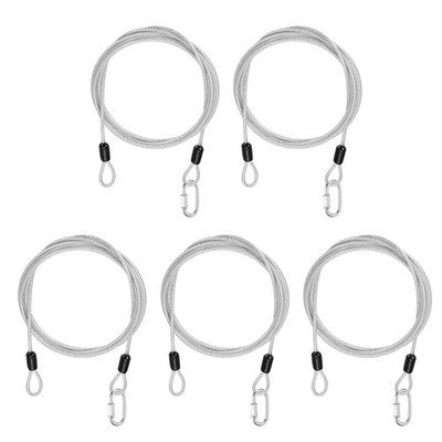 5Set 1/8'' Dia 4.9ft Security Steel Cable with Loops Clear + Quick Links