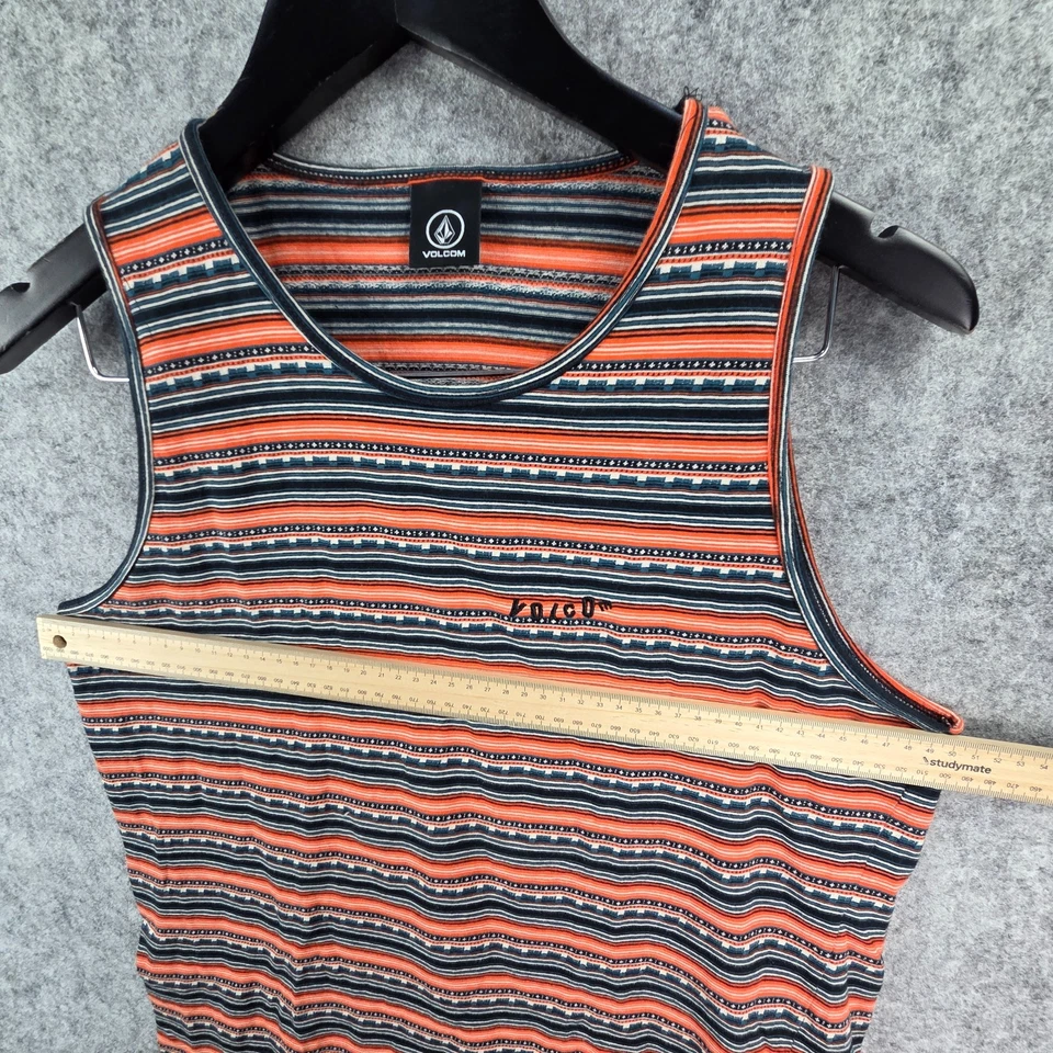 Volcom Tank Top Mens Small Orange Striped Casual 12707 - Image 4 of 4