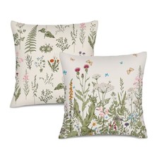 Throw Pillow Covers Set of 2 Herbs and 18" x 18" Pack of 2 Vintage Floral