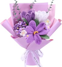 Crochet Flower Bouquet: Crochet Tulips Bouquet Handmade Knitted Flowers with Tea