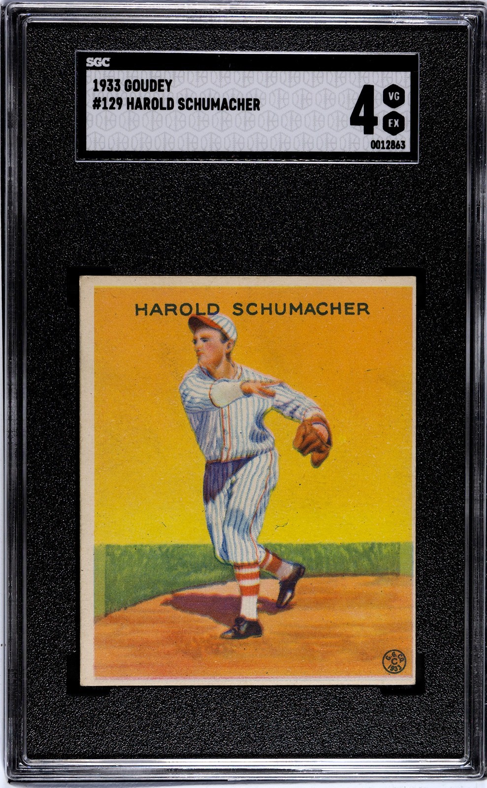 1933 Goudey #129 Harold Schumacher SGC 4 VG-EX