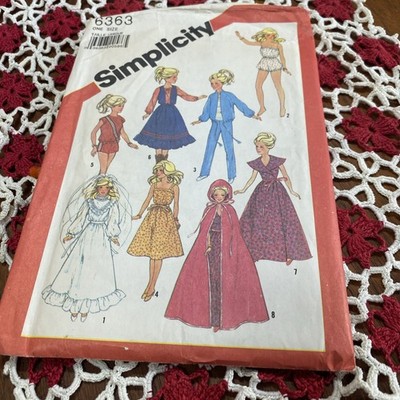 SIMPLICITY PATTERN 6363 DRESSES VEST SKIRT 11.5  BARBIE DOLLS  CUT 12.5  Darci