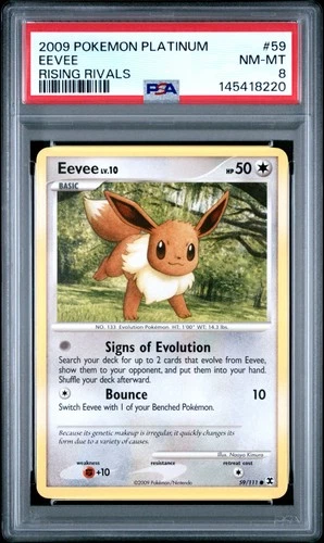 2009 POKEMON PLATINUM RISING RIVALS #59 EEVEE PSA 8