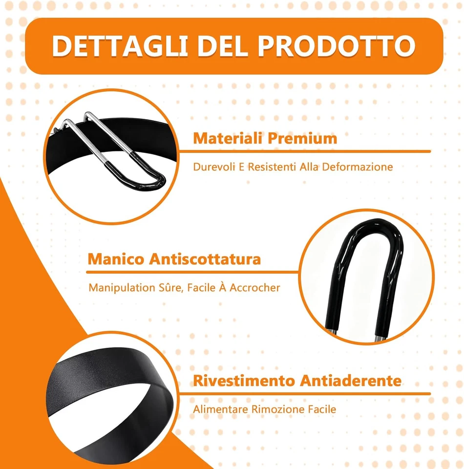 4 Stampini per Uova in Acciaio Inossidabile, Antiaderenti, 3,5 Pollici Con Manig - Immagine 3 di 4