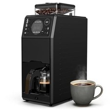 Cafetera de 10 tazas con molinillo incorporado para moler rebabas automática negra