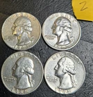 Lot of Four (4) Pre 1964 Washington Quarters  90% Silver 1963 (2) & 1964 (2)