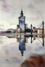 Watercolor Cityscape Canvas Print, Home Decor, Wall Art, Gift for Art Lovers, Mo