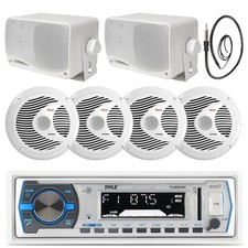 PLMRB29W Bluetooth Boat USB Radio, 6.5" 150W Speakers, 3.5" Speakers, Antenna