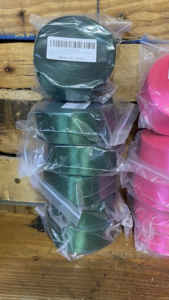 1 1/2 Inch Solid Satin Ribbon 50 Yards Craft Fabric Ribbon Gift Wrap Lot 17 Roll - Image 2 of 4