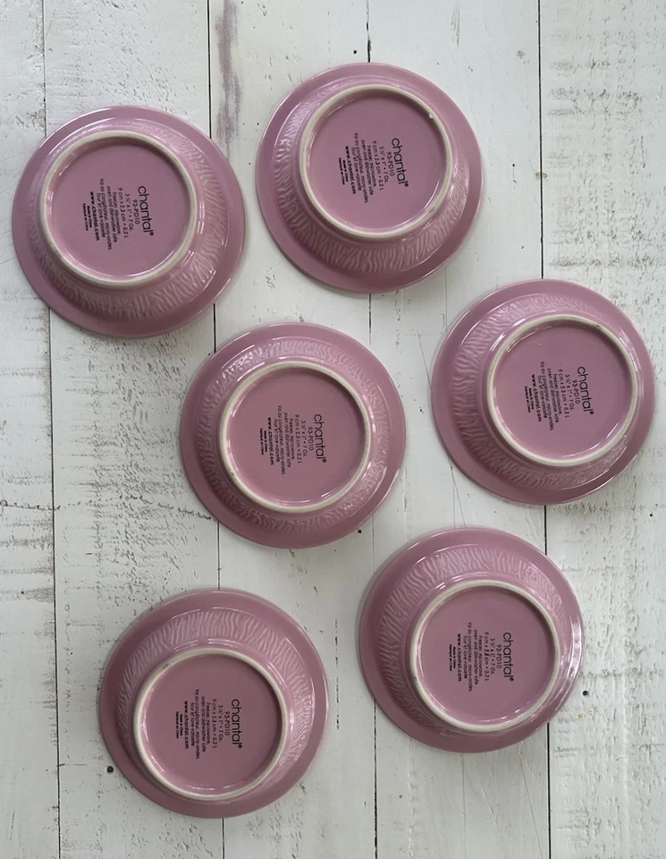 Conjunto de 6 tigelas pequenas rosa Chantal 3 1/2 pol x 1 polegada. Sobremesa/fruta - Imagem 3 de 4
