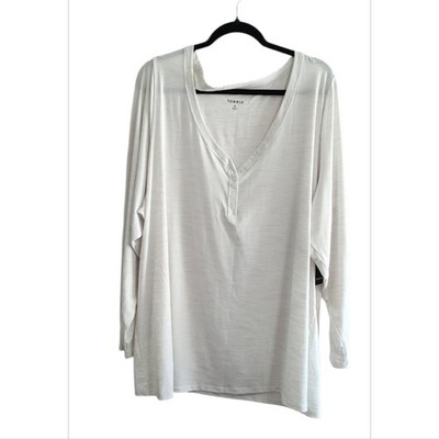 Torrid Cloud Dancer Snap Front Long Sleeve Henley Tee Size 4X