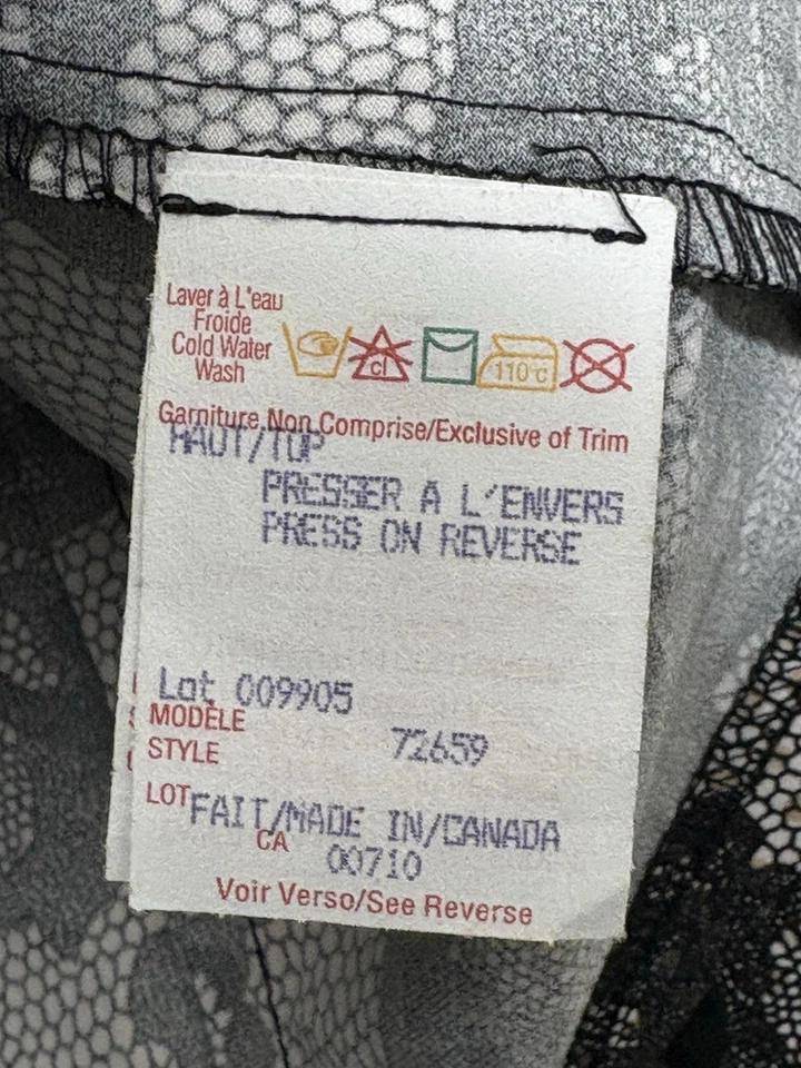 Blusa Top Joseph Ribkoff Para Mujer 12 Negra Floral Encaje Lentejuelas Transparente Manga Larga  Foto 4 de 4