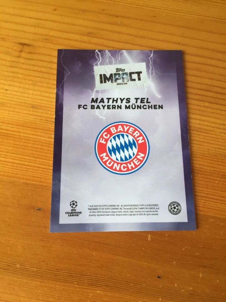 2023-24 Topps Impact Mathys Tel Tottenham Hotspur Bayern Munchen Purple 5/49 - Image 2 of 2