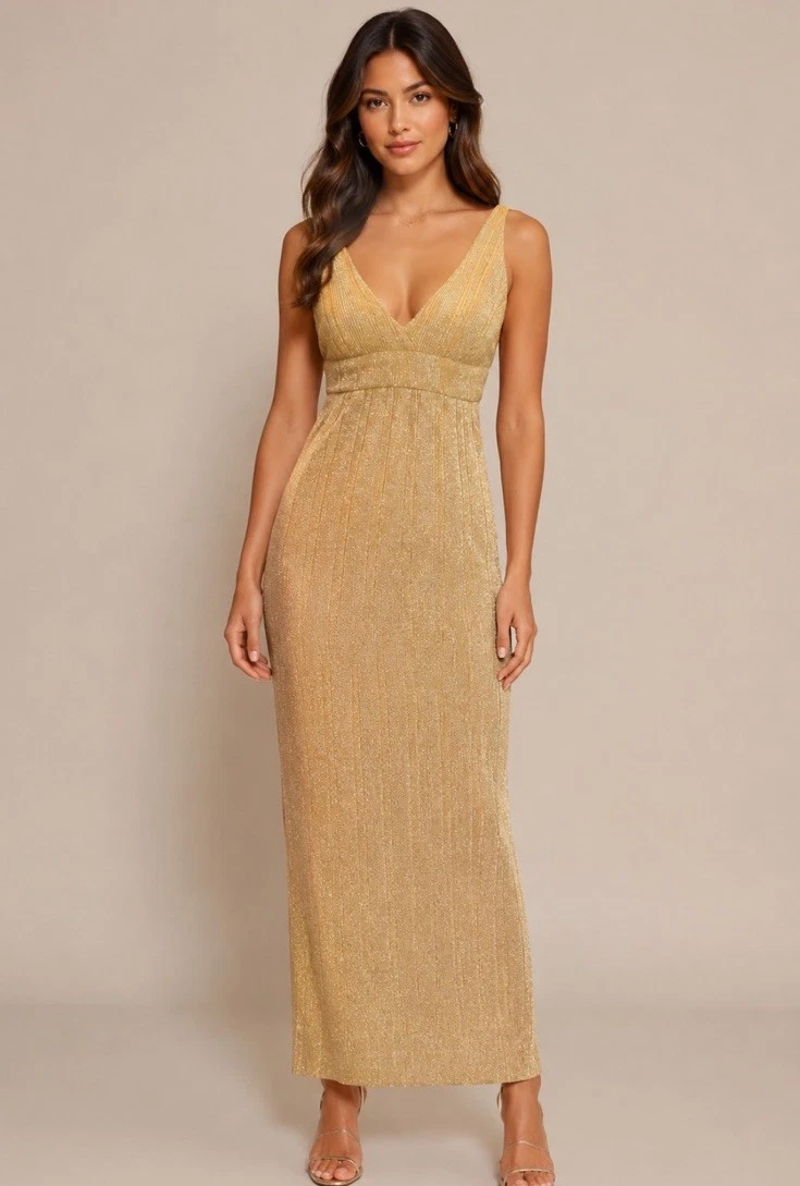gold lame 70s dress Lam 1970s Vintage Dresses for Women for sale