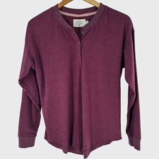 The Normal Brand Wine Cotton Blend Jersey Henley Shirt Men's Size Small