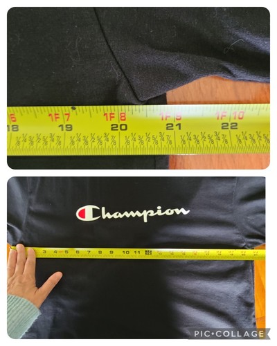 NWT Champion Women Embroidered T-Shirt Tee Shirt Medium Black Cropped - Picture 9 of 10