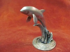 3 1/2" SLAVKO DUGAR PEWTER WHALE BREACHING FIGURINE