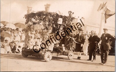 Real Photo Decorated Parade Float Make You Talk Unknown Location RPPC O321