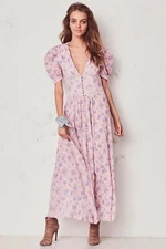 Love Shack Fancy Stacy Duster Floral Maxi Dress XS 2 Women Casual Boho NEW 41418