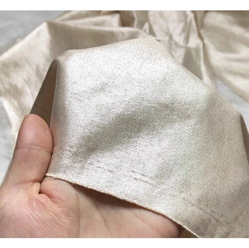 OFF WHITE Tessuto Metallizzato Scintillante Broccato di Seta per Abiti da Sera