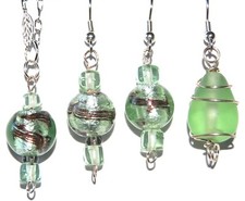 COOL GREEN ART GLASS BEADED EARRINGS or NECKLACE B8 MADE IN USA