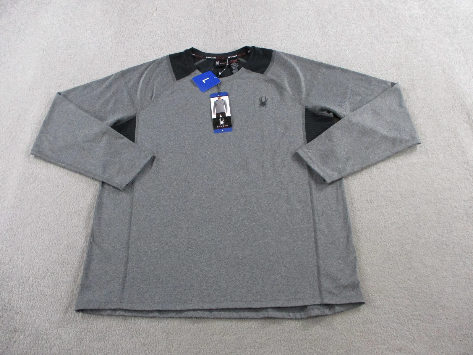 NEW Spyder Sweater Adult Large Heather Gray Crewneck Performance Sweatshirt