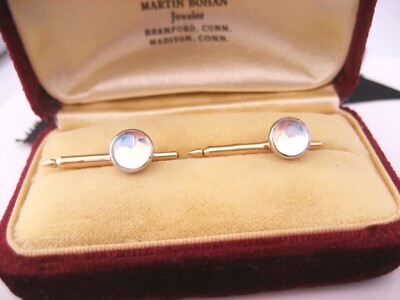 Antique Art Deco era CHAMPENIOS CO 14K Gold Moonstone