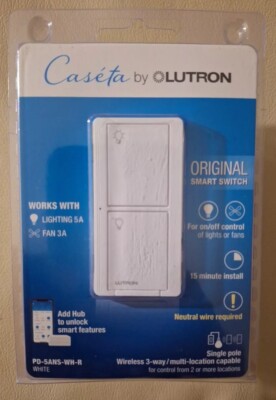   Lutron Original SMART SWITCH by Caseta, For Lights5A & Fans3A (PD-5ANS-WH-R)