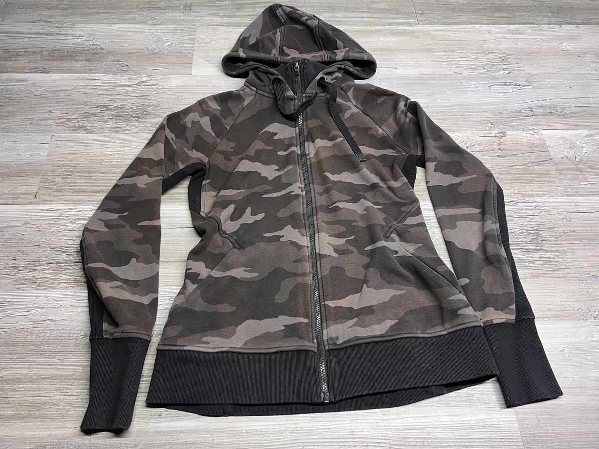 Athleta Womens Camo Zip Up Hoodie Size Small Gray Athletic