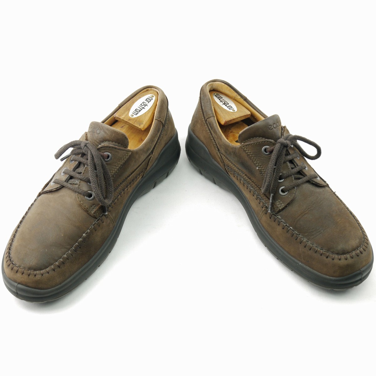 EXC Dk Brown ECCO Moc Toe Nubuck Leather Oxford Casual Shoes 42 EU US