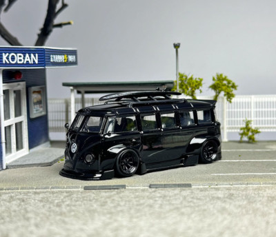 CR LF 1:64 Black VW T1 Van Camper RWB Kombi Sports Model Diecast Metal Car