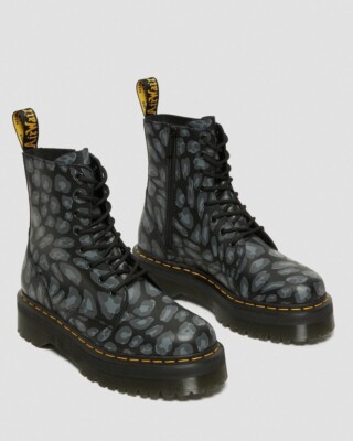 NEW SZ 7 US WOMEN'S DR. MARTENS JADON BOOT LEOPARD PRINT QUAD PLATFORM BLACK