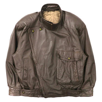 PIA SPORTS Leather Bomber Jacket 4 Brown Lamb Leather Sheep 