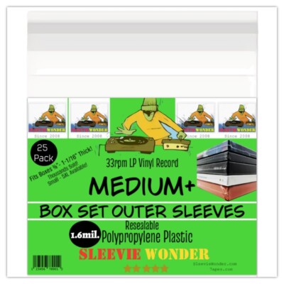 MEDIUM+ Box Set Sleeves (x25) 1.6mil + Seal Up - Fits 7/8 - 1-1/16