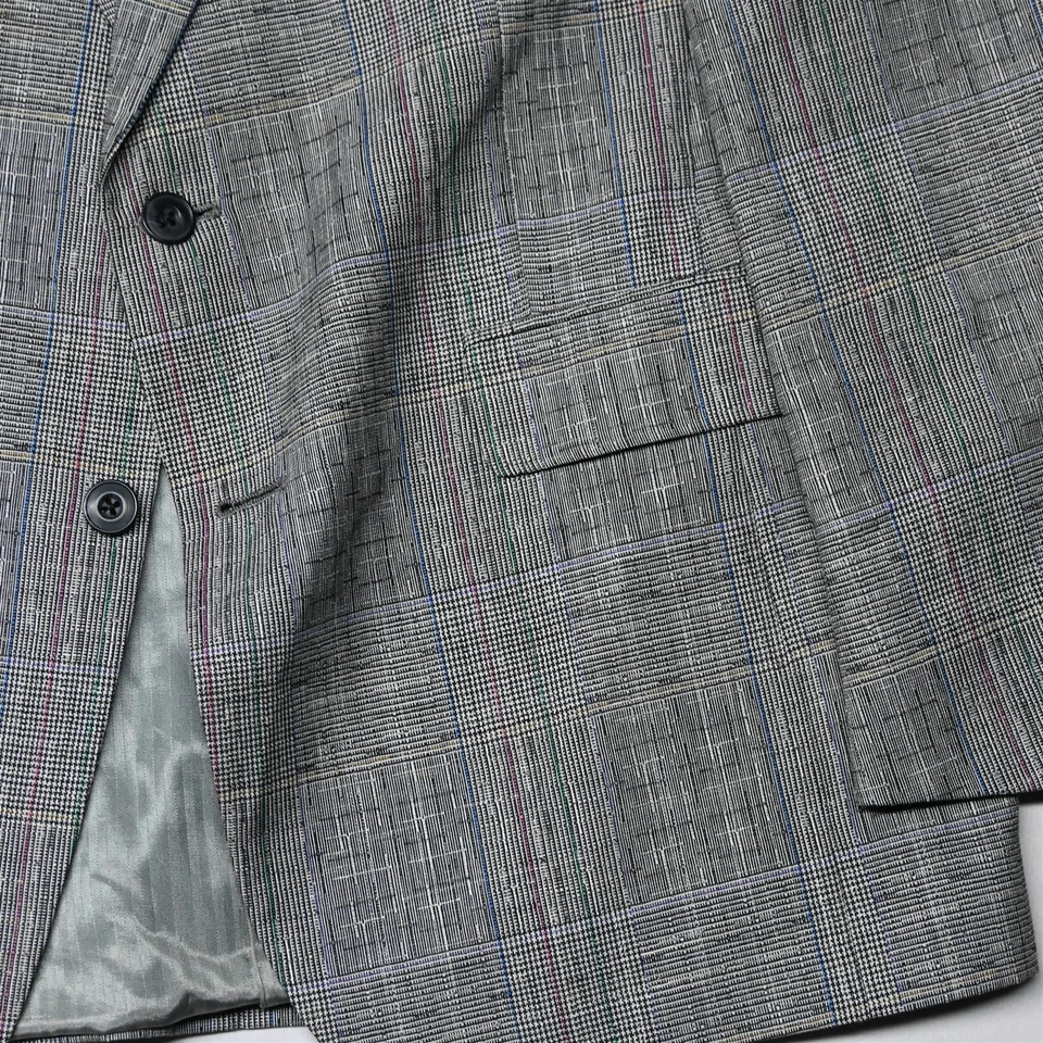 Blazer Traje Chaqueta Abrigo Deportivo De Colección Años 90 42R Gris Cuadros Glenn Para Hombre Foto 3 de 4