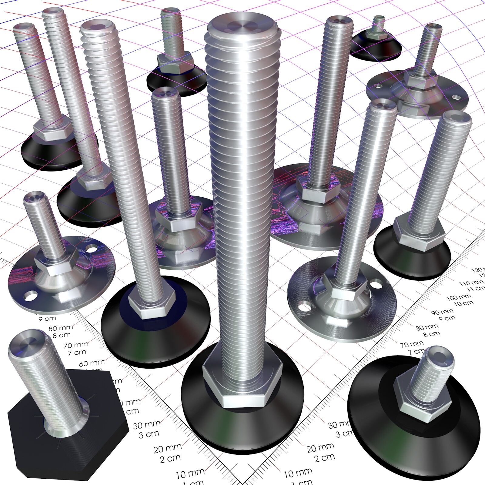 Verstellschraube M8 X 29 Mm 30 - 58 Mm Echt Edelstahl Hoehenverstellbar Mit Gummi Fussteil - Foto 11