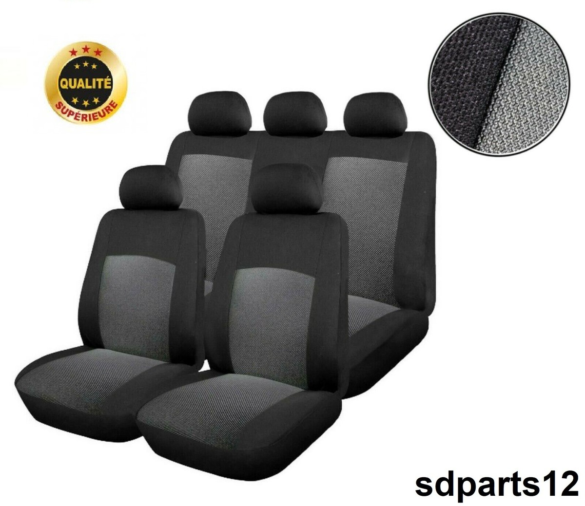 Gray Black Seat Covers Fabric Quality For Renault Clio Megane