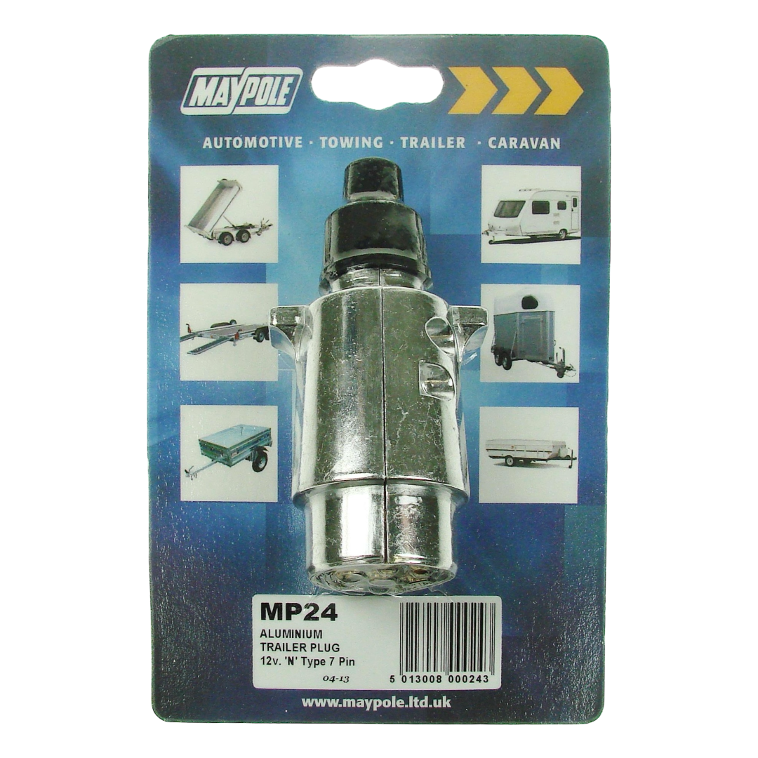 7 Pin Trailer Plug 12v Maypole MP024 Aluminium Caravan Trailer Towing Plug