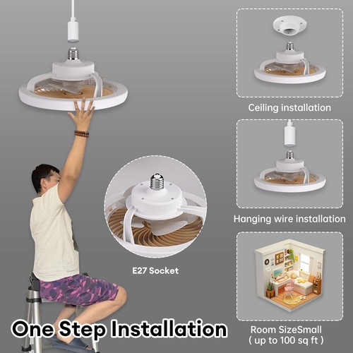 E27 Ceiling Fan with Lights Enclosed Fan Light Electric Fan with Remote Control - Picture 6 of 18