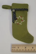Mini Felt Christmas Stocking Green