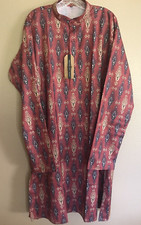 MEN'S KURTA SIZE 46 XXL BAND COLLAR INDIAN PRINT SHIRT-LIST 49.99