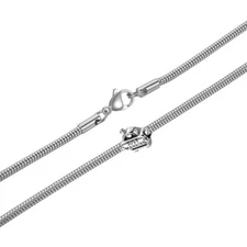 Men Women Stainless Steel Snake Chain Necklace with European Charm Beads Pendant