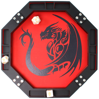 C4Labs 10'' Padded Dice Rolling Tray   Printed Dragon - Shape & Color Options