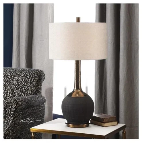 (2) Uttermost Arnav 17" x 32.25" Matte Black 1-Light Table Lamps NO SHADES 27779 - Picture 11 of 11