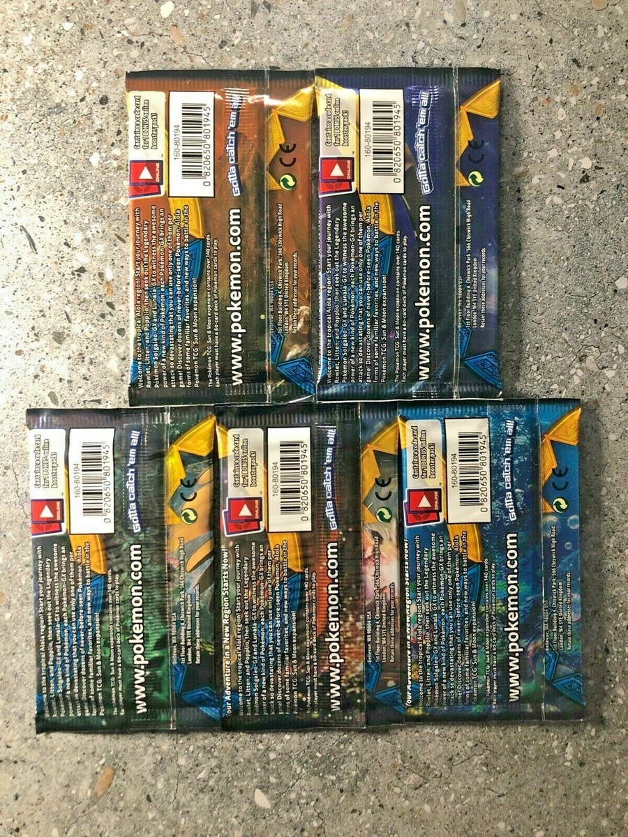Pokemon TCG 5x Sun & Moon Booster Pack Genuine Factory Sealed