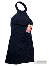 EMERALD SUNDAE Womens Navy Halter Open Back Sleeveless Body Con Dress Juniors M